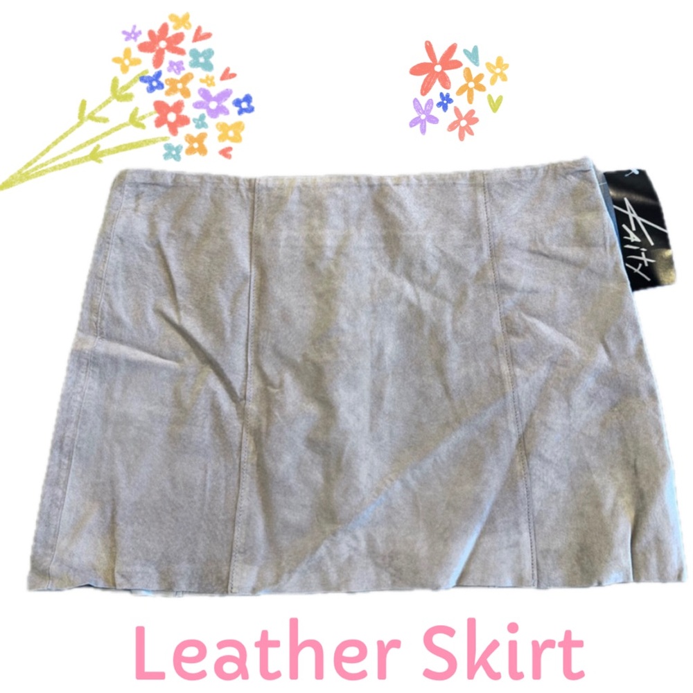 Leather Suede Mini Lined Skirt Sz Large NWT Back Zipper Boho Festival Western